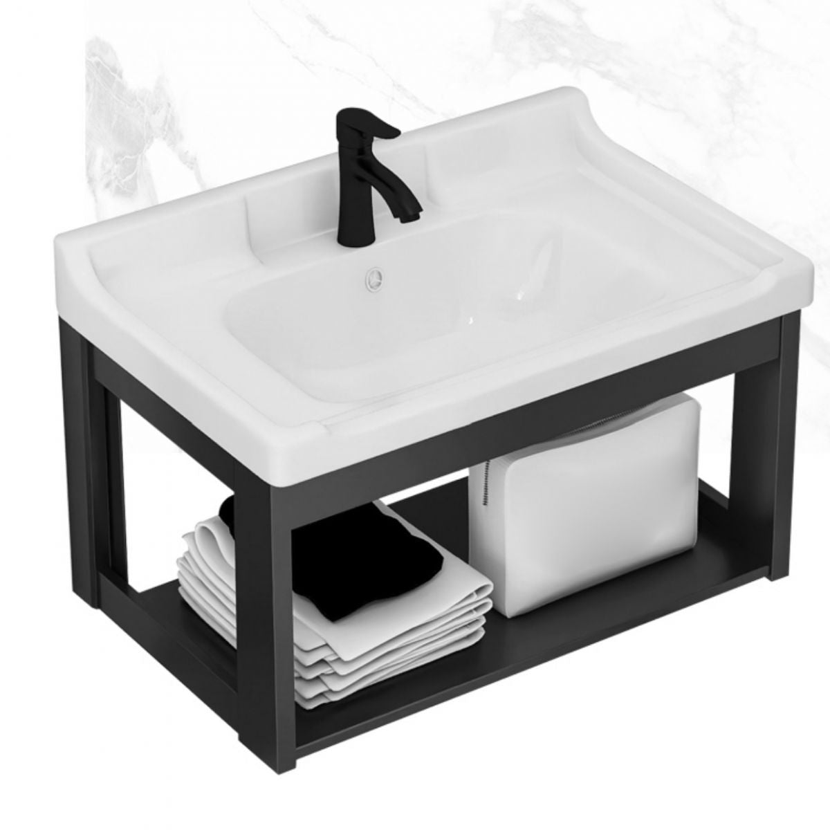 Modern Bathroom Vanity Cabinet Single Sink Space Saver Vanity Clearhalo 'Bathroom Remodel & Bathroom Fixtures' 'Bathroom Vanities' 'bathroom_vanities' 'Home Improvement' 'home_improvement' 'home_improvement_bathroom_vanities' 1200x1200_d55111f2-eaf2-4546-af31-619cf976f92c