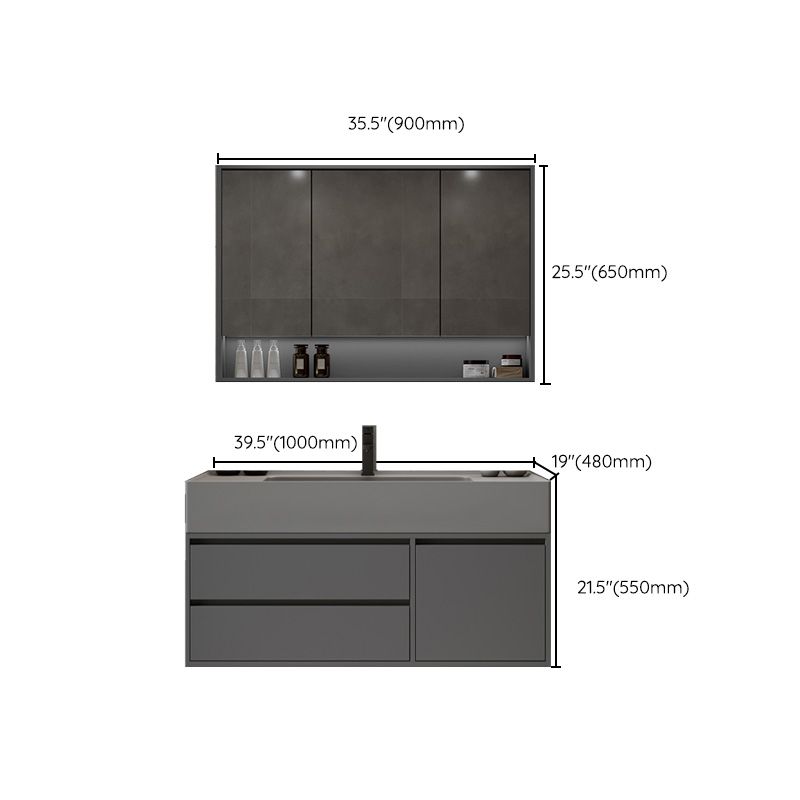 Modern Wall Mount Sink Vanity Wood Bathroom Vanity Set with Mirror Clearhalo 'Bathroom Remodel & Bathroom Fixtures' 'Bathroom Vanities' 'bathroom_vanities' 'Home Improvement' 'home_improvement' 'home_improvement_bathroom_vanities' 1200x1200_d552a2c0-2494-4602-9db3-4aec3cdabd03
