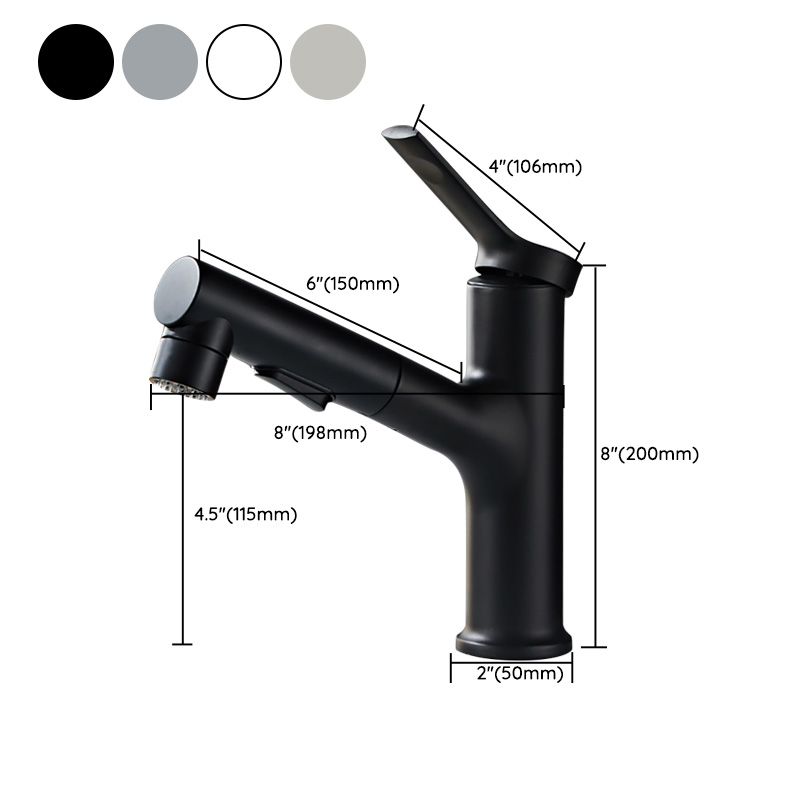 Modern Sink Faucet Lever Handle Pull-out Brass Single Hole Bathroom Sink Clearhalo 'Bathroom Remodel & Bathroom Fixtures' 'Bathroom Sink Faucets' 'Bathroom Sinks & Faucet Components' 'bathroom_sink_faucets' 'Home Improvement' 'home_improvement' 'home_improvement_bathroom_sink_faucets' 1200x1200_d576a62b-51b5-406d-abb0-6ef4ca2aa373