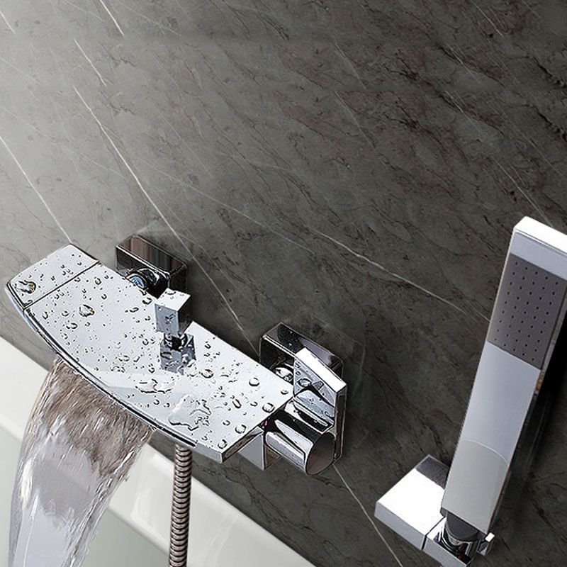 Modern Bathtub Faucet Waterfall Handheld Shower Head Bathtub Faucet Clearhalo 'Bathroom Remodel & Bathroom Fixtures' 'Bathtub Faucets' 'bathtub_faucets' 'Home Improvement' 'home_improvement' 'home_improvement_bathtub_faucets' 1200x1200_d58f0702-ad6c-4397-acb6-83a0e4aeea60