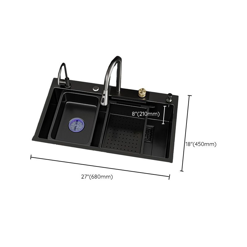 Single Bowl Kitchen Sink Black Stainless Steel Top Mount 3 Holes Sink with Strainer Clearhalo 'Home Improvement' 'home_improvement' 'home_improvement_kitchen_sinks' 'Kitchen Remodel & Kitchen Fixtures' 'Kitchen Sinks & Faucet Components' 'Kitchen Sinks' 'kitchen_sinks' 1200x1200_d592c558-5eb3-48ef-8c84-bcd3fadf27a3