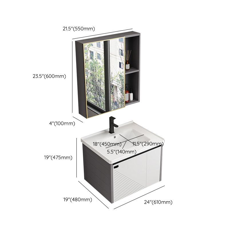 Modern Sink Vanity Set Wall Mounted Rectangular Sink Drawers Vanity Set Clearhalo 'Bathroom Remodel & Bathroom Fixtures' 'Bathroom Vanities' 'bathroom_vanities' 'Home Improvement' 'home_improvement' 'home_improvement_bathroom_vanities' 1200x1200_d5ae8829-963c-4627-8cfa-3aecf0ad414b