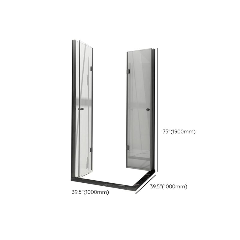 Black Folding Tempered Glass Shower Enclosure Transparent Shower Kit Clearhalo 'Bathroom Remodel & Bathroom Fixtures' 'Home Improvement' 'home_improvement' 'home_improvement_shower_stalls_enclosures' 'Shower Stalls & Enclosures' 'shower_stalls_enclosures' 'Showers & Bathtubs' 1200x1200_d5d26ef1-d47b-493e-b83b-63081fb94350