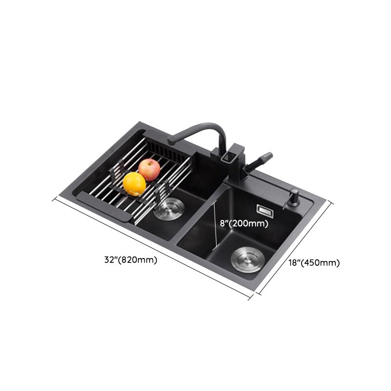 Double Bowl Kitchen Sink Rectangular Quartz Kitchen Sink with Strainer Clearhalo 'Home Improvement' 'home_improvement' 'home_improvement_kitchen_sinks' 'Kitchen Remodel & Kitchen Fixtures' 'Kitchen Sinks & Faucet Components' 'Kitchen Sinks' 'kitchen_sinks' 1200x1200_d5ead361-6875-4dca-bc28-7a493e5b9c67