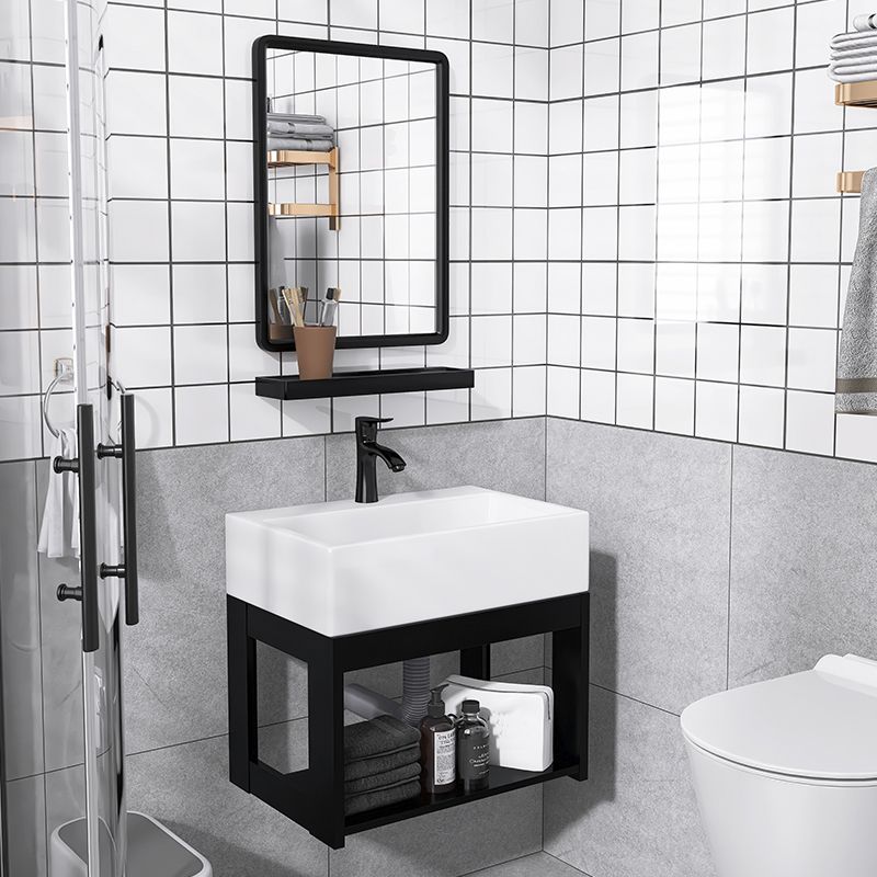 Contemporary Bathroom Sink Vanity Metal Wall-Mounted Bathroom Sink Vanity Clearhalo 'Bathroom Remodel & Bathroom Fixtures' 'Bathroom Vanities' 'bathroom_vanities' 'Home Improvement' 'home_improvement' 'home_improvement_bathroom_vanities' 1200x1200_d6035a4a-3d92-4048-ba86-788beda89c24