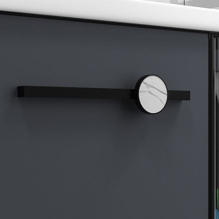 Rectangular Single Bathroom Vanity Modern Dark Gray Metal Base Vanity Set Clearhalo 'Bathroom Remodel & Bathroom Fixtures' 'Bathroom Vanities' 'bathroom_vanities' 'Home Improvement' 'home_improvement' 'home_improvement_bathroom_vanities' 1200x1200_d60ecb73-d97c-4e51-98ae-ae62d1916690