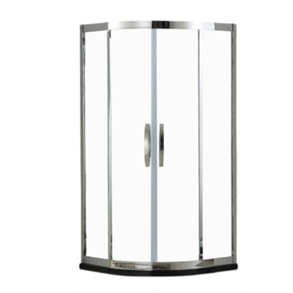 Round 8mm Tempered Shower Enclosure with Fixed Panel and Double Handles Clearhalo 'Bathroom Remodel & Bathroom Fixtures' 'Home Improvement' 'home_improvement' 'home_improvement_shower_stalls_enclosures' 'Shower Stalls & Enclosures' 'shower_stalls_enclosures' 'Showers & Bathtubs' 1200x1200_d61d8d48-59ce-4c29-9a29-ef74951eb36b