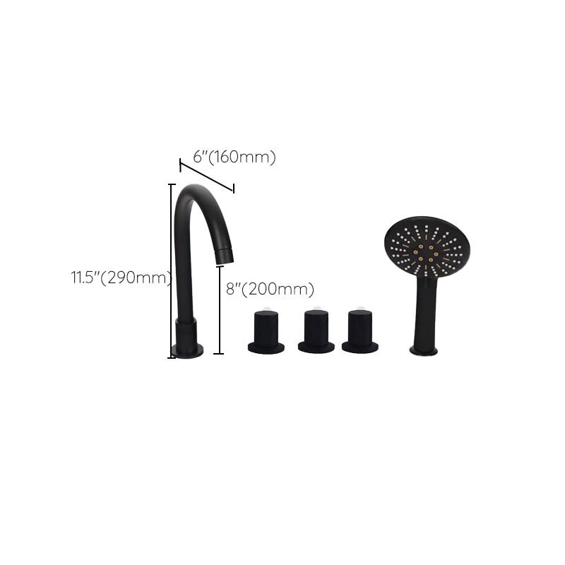 Modern Brass Tub Faucet in Black with 3 Handles Deck Mount Bathroom Faucet Clearhalo 'Bathroom Remodel & Bathroom Fixtures' 'Bathtub Faucets' 'bathtub_faucets' 'Home Improvement' 'home_improvement' 'home_improvement_bathtub_faucets' 1200x1200_d631fa66-728b-4ad3-b6f3-32c572972a34