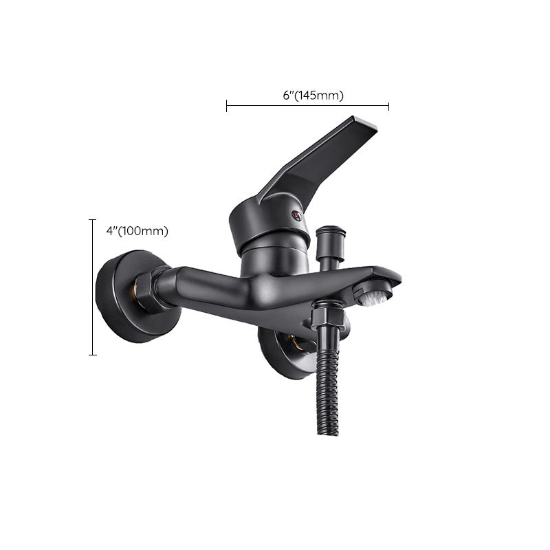 Wall Mount Fixed Bathtub Faucet Lever Handle with Hand Shower Clearhalo 'Bathroom Remodel & Bathroom Fixtures' 'Bathtub Faucets' 'bathtub_faucets' 'Home Improvement' 'home_improvement' 'home_improvement_bathtub_faucets' 1200x1200_d633b36f-c423-46ac-9006-acd9b0f15333