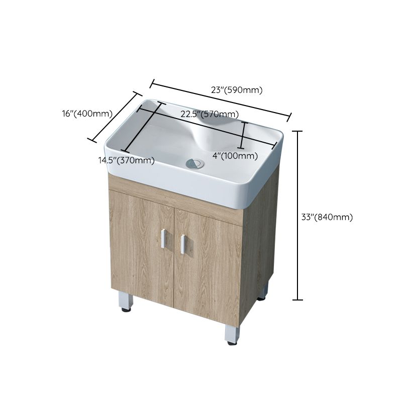 Mirror Vanity Wood Freestanding Rectangle 2 Doors Bathroom Vanity with Single Sink Clearhalo 'Bathroom Remodel & Bathroom Fixtures' 'Bathroom Vanities' 'bathroom_vanities' 'Home Improvement' 'home_improvement' 'home_improvement_bathroom_vanities' 1200x1200_d64a33d5-2874-483a-b4b9-d0aca575a408