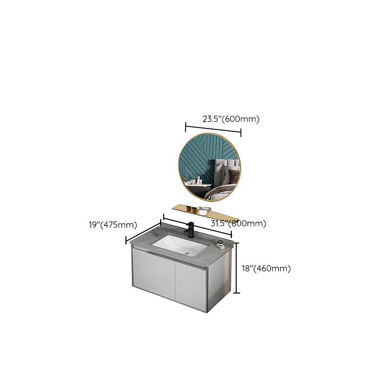Modern Bath Vanity Gray Single Rectangular Wall Mount Sink Vanity Clearhalo 'Bathroom Remodel & Bathroom Fixtures' 'Bathroom Vanities' 'bathroom_vanities' 'Home Improvement' 'home_improvement' 'home_improvement_bathroom_vanities' 1200x1200_d65298a4-a31c-45f2-b35b-8dec12764059