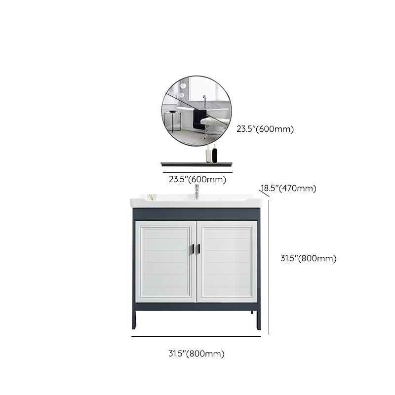 Mirror Bathroom Vanity Freestanding Rectangular Single Sink Metal Frame Vanity with Doors Clearhalo 'Bathroom Remodel & Bathroom Fixtures' 'Bathroom Vanities' 'bathroom_vanities' 'Home Improvement' 'home_improvement' 'home_improvement_bathroom_vanities' 1200x1200_d6723004-6326-4158-bda4-731f17f2353b