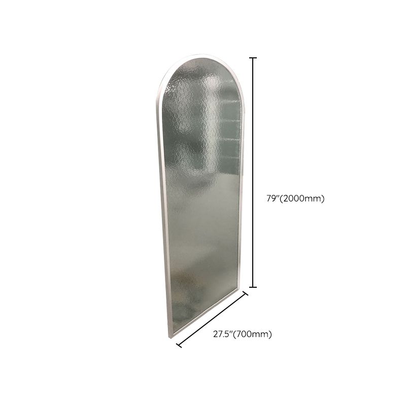 White Full Frame Single Fixed Panel, Half Partition Arched Waterproof Bathroom Screen Clearhalo 'Bathroom Remodel & Bathroom Fixtures' 'Home Improvement' 'home_improvement' 'home_improvement_shower_tub_doors' 'Shower and Tub Doors' 'shower_tub_doors' 'Showers & Bathtubs' 1200x1200_d68af9c6-73cb-42f6-b278-eb4044b49d69