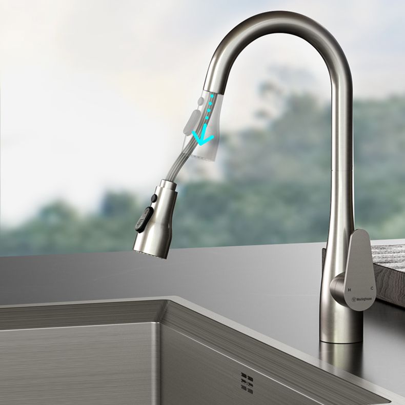 Modern Touch Sensor Kitchen Sink Faucet Swivel Spout with Pull Down Sprayer Clearhalo 'Home Improvement' 'home_improvement' 'home_improvement_kitchen_faucets' 'Kitchen Faucets' 'Kitchen Remodel & Kitchen Fixtures' 'Kitchen Sinks & Faucet Components' 'kitchen_faucets' 1200x1200_d6a187ee-45fb-4b26-b884-0e239cdb04a2