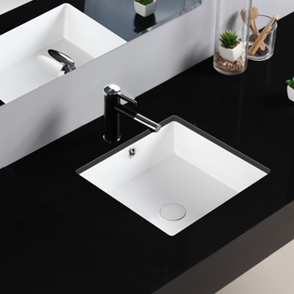 Modern Bathroom Sink Square Ceramic 1-Hole Overflow Sink with Faucet Clearhalo 'Bathroom Remodel & Bathroom Fixtures' 'Bathroom Sinks & Faucet Components' 'Bathroom Sinks' 'bathroom_sink' 'Home Improvement' 'home_improvement' 'home_improvement_bathroom_sink' 1200x1200_d6a2055b-a07f-4f41-a33d-edc5f13462be
