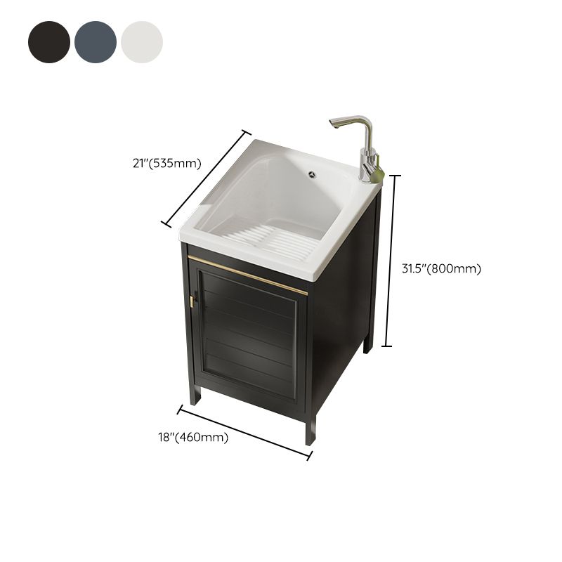 Glam Freestanding Vanity Single Sink Metal Frame Rectangular Faucet Vanity with Door Clearhalo 'Bathroom Remodel & Bathroom Fixtures' 'Bathroom Vanities' 'bathroom_vanities' 'Home Improvement' 'home_improvement' 'home_improvement_bathroom_vanities' 1200x1200_d6a9ee14-a67d-44a9-a983-5162a34ee1b4
