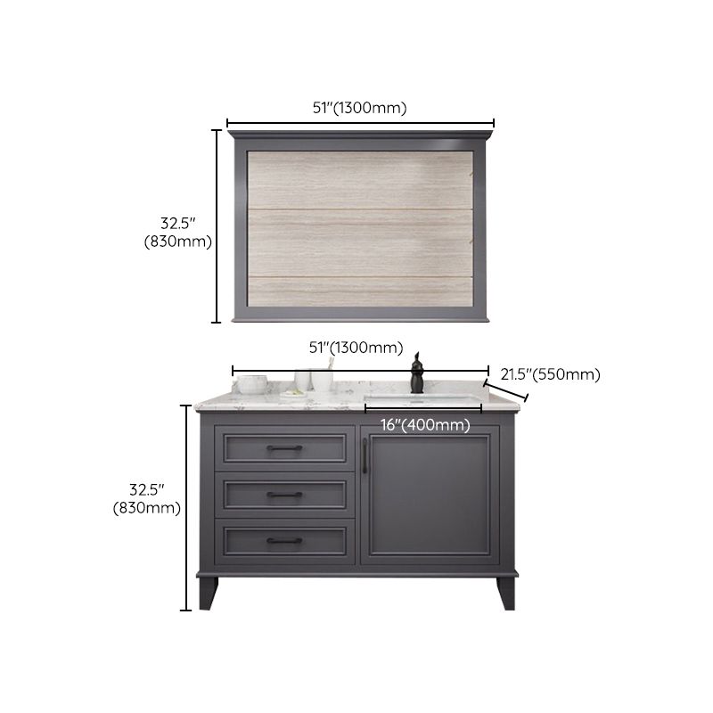 Modern Gray Sink Vanity Freestanding Wooden Bathroom Vanity with Drawers Clearhalo 'Bathroom Remodel & Bathroom Fixtures' 'Bathroom Vanities' 'bathroom_vanities' 'Home Improvement' 'home_improvement' 'home_improvement_bathroom_vanities' 1200x1200_d6b8506b-57ba-4b9c-883d-64ea1383d602