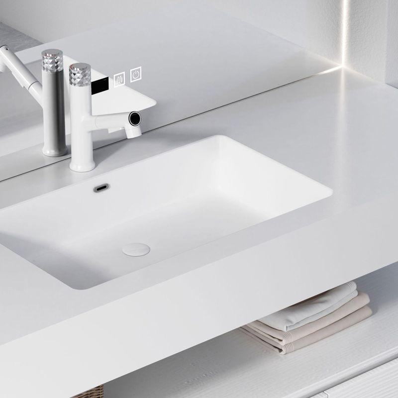 Contemporary Vanity Sink White Bathroom Vanity Cabinet with Mirror Clearhalo 'Bathroom Remodel & Bathroom Fixtures' 'Bathroom Vanities' 'bathroom_vanities' 'Home Improvement' 'home_improvement' 'home_improvement_bathroom_vanities' 1200x1200_d6c8dd61-caf0-4e48-abe9-4187b2990884