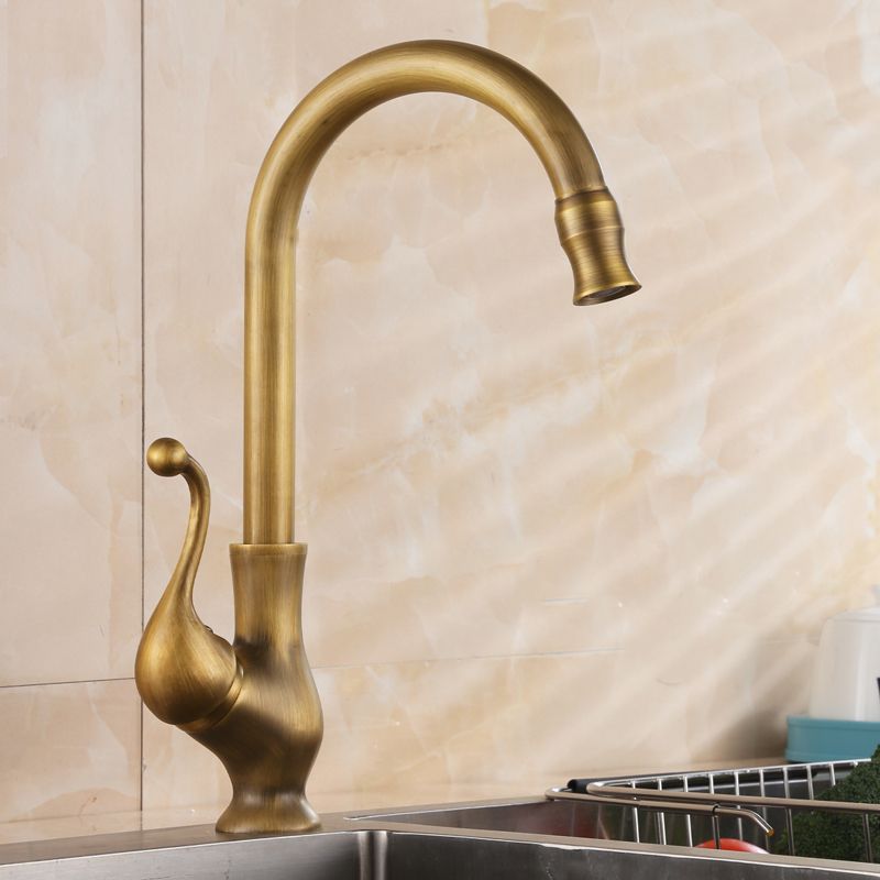 Traditional Kitchen Faucet Brass High Arc Gold Standard Kitchen Faucets with Single Handle Clearhalo 'Home Improvement' 'home_improvement' 'home_improvement_kitchen_faucets' 'Kitchen Faucets' 'Kitchen Remodel & Kitchen Fixtures' 'Kitchen Sinks & Faucet Components' 'kitchen_faucets' 1200x1200_d6df2002-e903-47bf-88a3-fbd07f8a48e2