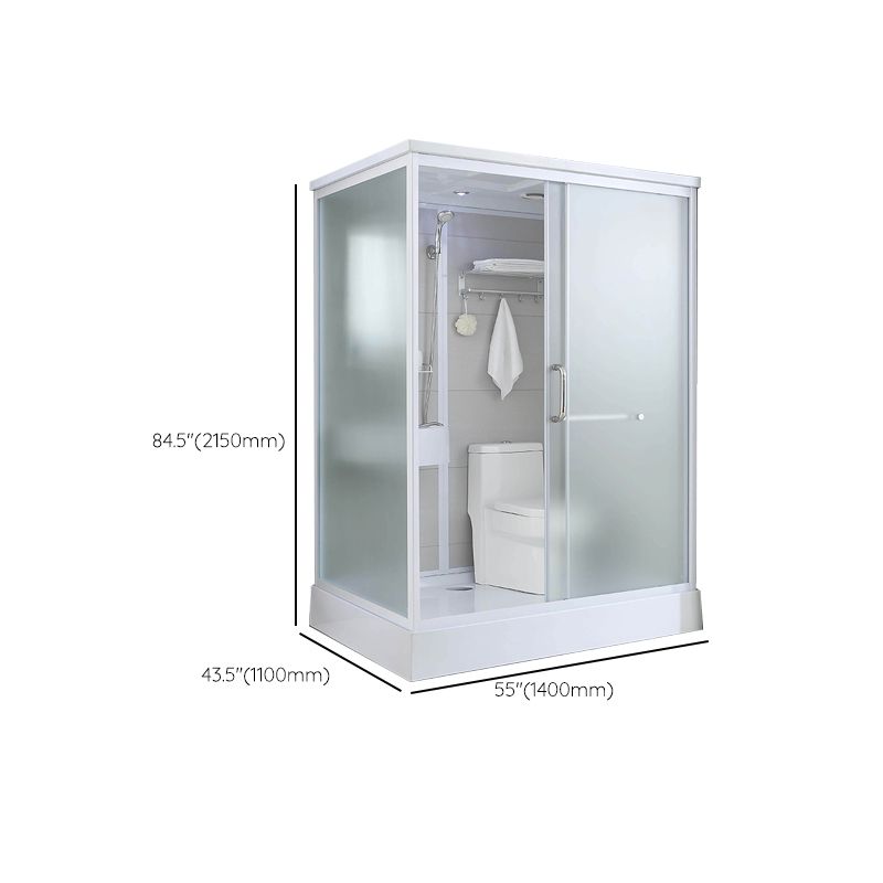 Single Sliding White Shower Kit Rectangle Frosted Shower Stall Clearhalo 'Bathroom Remodel & Bathroom Fixtures' 'Home Improvement' 'home_improvement' 'home_improvement_shower_stalls_enclosures' 'Shower Stalls & Enclosures' 'shower_stalls_enclosures' 'Showers & Bathtubs' 1200x1200_d6ec05a0-1392-45ad-846c-0a93cc97746b