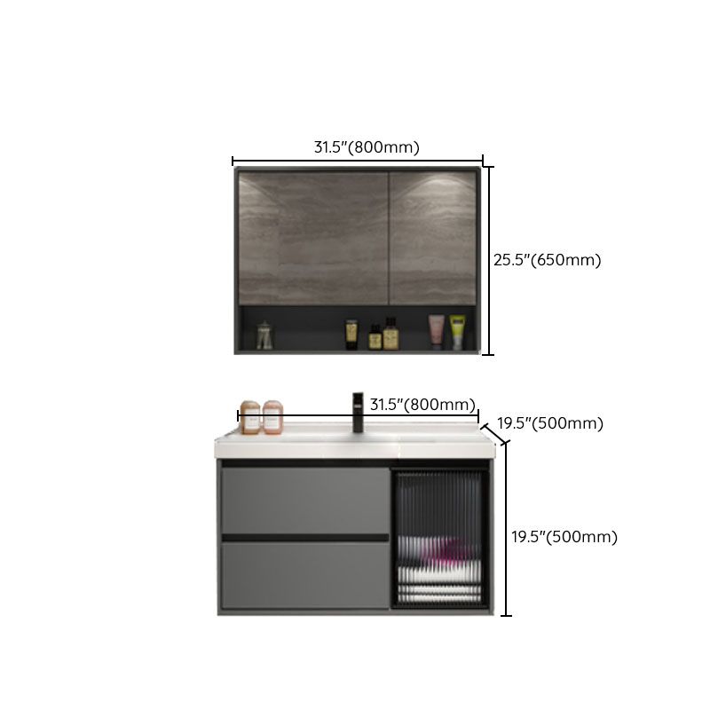 Modern Metal Grey Wall Mount Bathroom Sink Vanity with Mirror Clearhalo 'Bathroom Remodel & Bathroom Fixtures' 'Bathroom Vanities' 'bathroom_vanities' 'Home Improvement' 'home_improvement' 'home_improvement_bathroom_vanities' 1200x1200_d6f32f11-6163-4696-83a0-0a66c3d7e17f