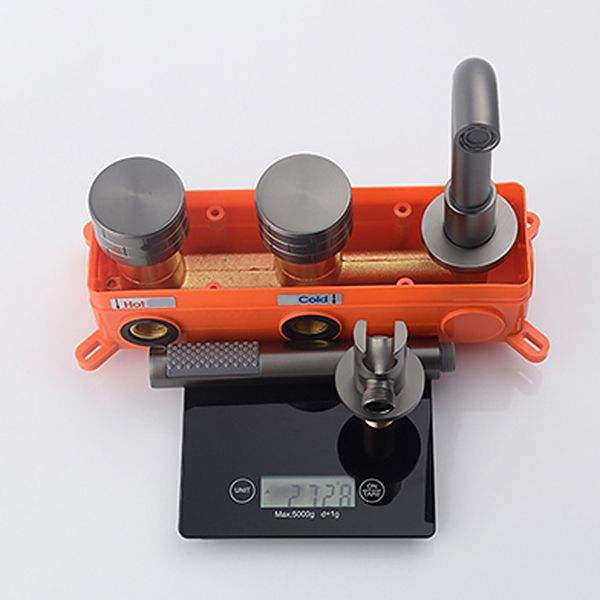 Wall Mounted Metal Tub Filler Low Arc Rotatable Tub Faucet Trim Clearhalo 'Bathroom Remodel & Bathroom Fixtures' 'Bathtub Faucets' 'bathtub_faucets' 'Home Improvement' 'home_improvement' 'home_improvement_bathtub_faucets' 1200x1200_d726a7fb-c517-43cf-aeff-e2fb9c14a7a7