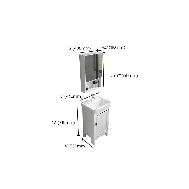 Freestanding Modern Vanity White Metal Frame Rectangular Sink Vanity Clearhalo 'Bathroom Remodel & Bathroom Fixtures' 'Bathroom Vanities' 'bathroom_vanities' 'Home Improvement' 'home_improvement' 'home_improvement_bathroom_vanities' 1200x1200_d72a7d35-3291-4461-9d5d-54c3414619de