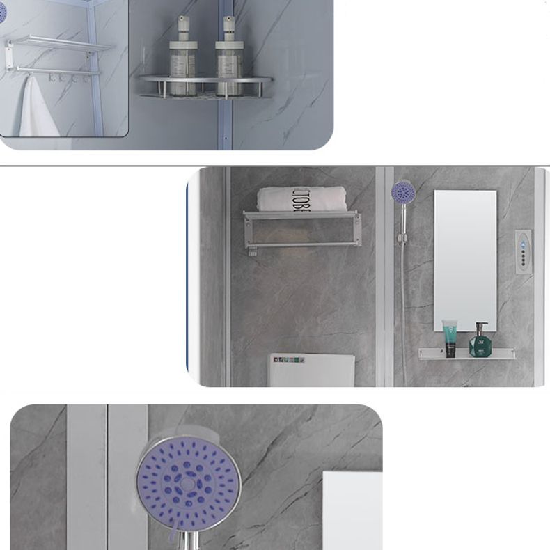 Single Sliding Frosted Shower Kit Rectangle White Shower Stall Clearhalo 'Bathroom Remodel & Bathroom Fixtures' 'Home Improvement' 'home_improvement' 'home_improvement_shower_stalls_enclosures' 'Shower Stalls & Enclosures' 'shower_stalls_enclosures' 'Showers & Bathtubs' 1200x1200_d72b11f1-ba11-4afd-93af-d7b7ccb706d5