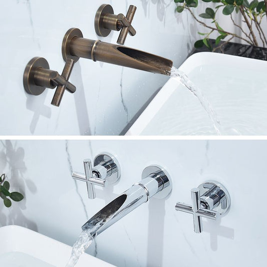 Traditioal Brass Roman Tub Faucet with 2 Cross Handles Tub Faucet Clearhalo 'Bathroom Remodel & Bathroom Fixtures' 'Bathroom Sink Faucets' 'Bathroom Sinks & Faucet Components' 'bathroom_sink_faucets' 'Home Improvement' 'home_improvement' 'home_improvement_bathroom_sink_faucets' 1200x1200_d7365b04-e823-405b-827d-1951079f2e6c