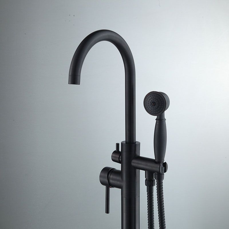 Floor Mounted Freestanding Tub Filler Modern Style Metal Freestanding Tub Filler Clearhalo 'Bathroom Remodel & Bathroom Fixtures' 'Bathtub Faucets' 'bathtub_faucets' 'Home Improvement' 'home_improvement' 'home_improvement_bathtub_faucets' 1200x1200_d73c6d63-2ff8-41ed-b267-150c8586a076