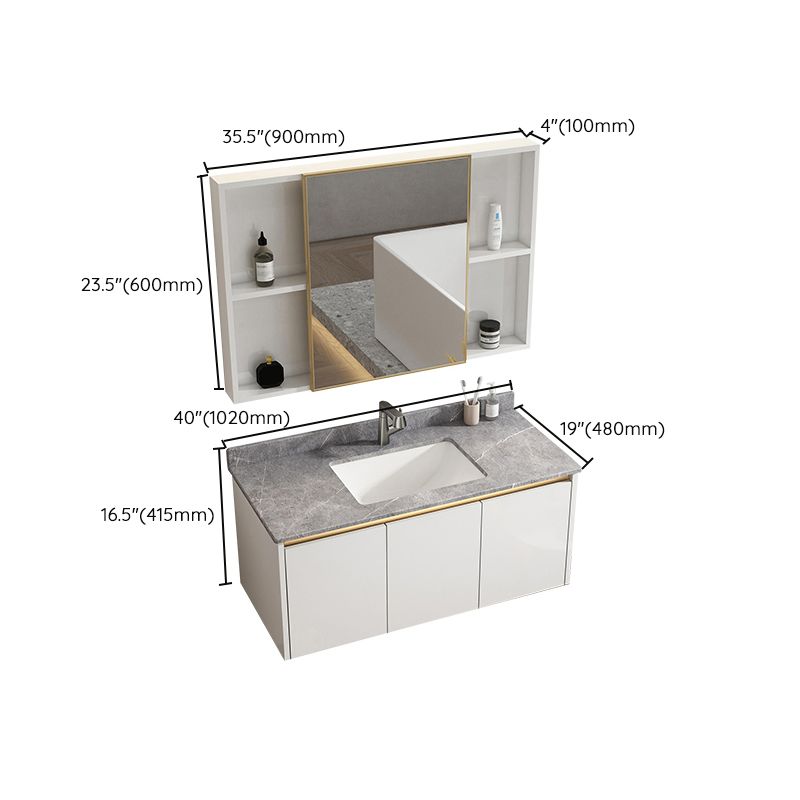 White Metal Frame Vanity 2 Doors Wall Mount Single Sink Mirror Faucet Rectangular Vanity Clearhalo 'Bathroom Remodel & Bathroom Fixtures' 'Bathroom Vanities' 'bathroom_vanities' 'Home Improvement' 'home_improvement' 'home_improvement_bathroom_vanities' 1200x1200_d752b54a-9e5d-40ae-abd5-15cb916dc5e8