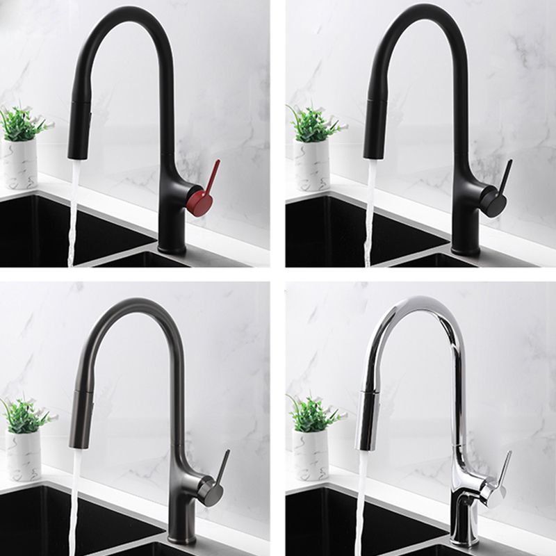 Contemporary Pull Down Single Handle Kitchen Faucet High Arch Water Filler Clearhalo 'Home Improvement' 'home_improvement' 'home_improvement_kitchen_faucets' 'Kitchen Faucets' 'Kitchen Remodel & Kitchen Fixtures' 'Kitchen Sinks & Faucet Components' 'kitchen_faucets' 1200x1200_d772965b-bbb7-4630-b2db-758ac669099d