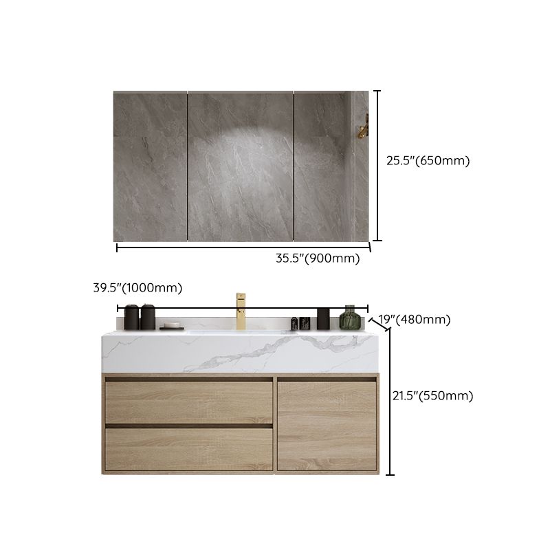 Modern Wall Mount Bathroom Vanity Set Wood Sink Vanity with Mirror Clearhalo 'Bathroom Remodel & Bathroom Fixtures' 'Bathroom Vanities' 'bathroom_vanities' 'Home Improvement' 'home_improvement' 'home_improvement_bathroom_vanities' 1200x1200_d78e2d4e-b2e6-4ad4-8028-cea0f6467dbc