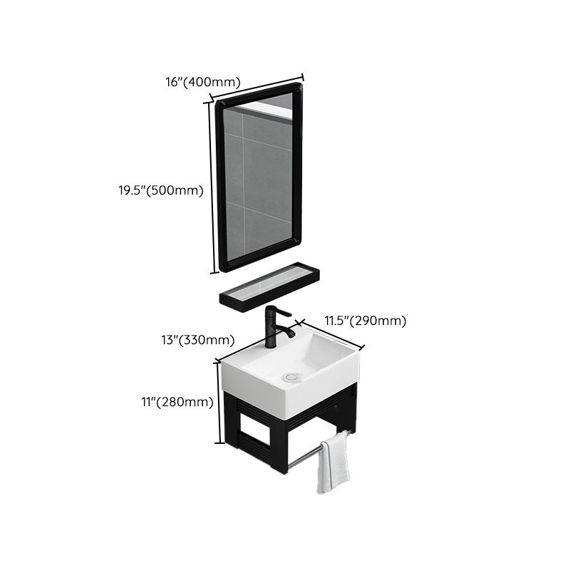 Black Bath Vanity Rectangular Single Sink Wall Mounted Metal Frame Bathroom Vanity Clearhalo 'Bathroom Remodel & Bathroom Fixtures' 'Bathroom Vanities' 'bathroom_vanities' 'Home Improvement' 'home_improvement' 'home_improvement_bathroom_vanities' 1200x1200_d7c7cb16-4225-40df-a1a5-3512d18ae0f5