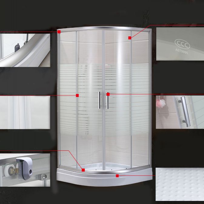 Contemporary Shower Stall Striped Round Semi-Frameless Shower Stall Clearhalo 'Bathroom Remodel & Bathroom Fixtures' 'Home Improvement' 'home_improvement' 'home_improvement_shower_stalls_enclosures' 'Shower Stalls & Enclosures' 'shower_stalls_enclosures' 'Showers & Bathtubs' 1200x1200_d7f45eef-0143-4025-93f3-c5957e3c8e9e