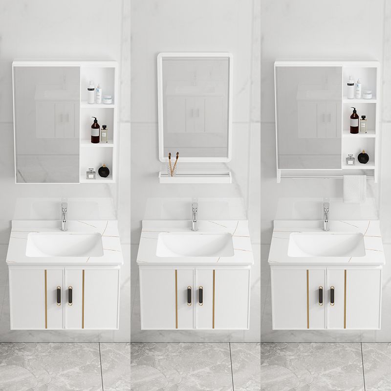 Modern Wall-mounted White Sink Ceramic Faucet Drawers Vanity Set with Mirror Clearhalo 'Bathroom Remodel & Bathroom Fixtures' 'Bathroom Vanities' 'bathroom_vanities' 'Home Improvement' 'home_improvement' 'home_improvement_bathroom_vanities' 1200x1200_d81721e0-80c5-43fa-833f-3a01c1e09ba8