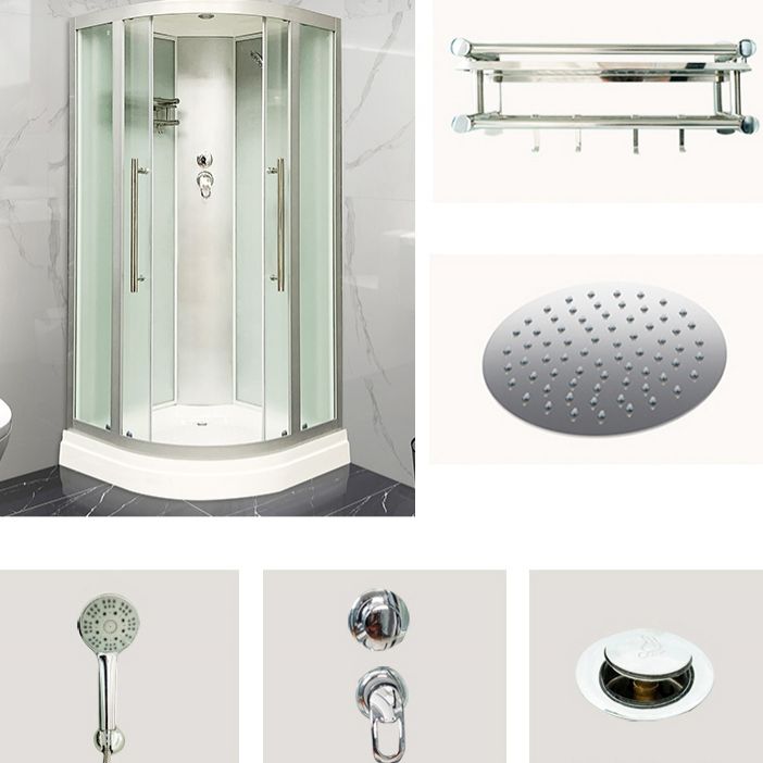 Round Double Sliding Shower Stall Corner Tempered Glass Shower Stall Clearhalo 'Bathroom Remodel & Bathroom Fixtures' 'Home Improvement' 'home_improvement' 'home_improvement_shower_stalls_enclosures' 'Shower Stalls & Enclosures' 'shower_stalls_enclosures' 'Showers & Bathtubs' 1200x1200_d8378b35-0ee1-46be-b403-c96fe9b229e3