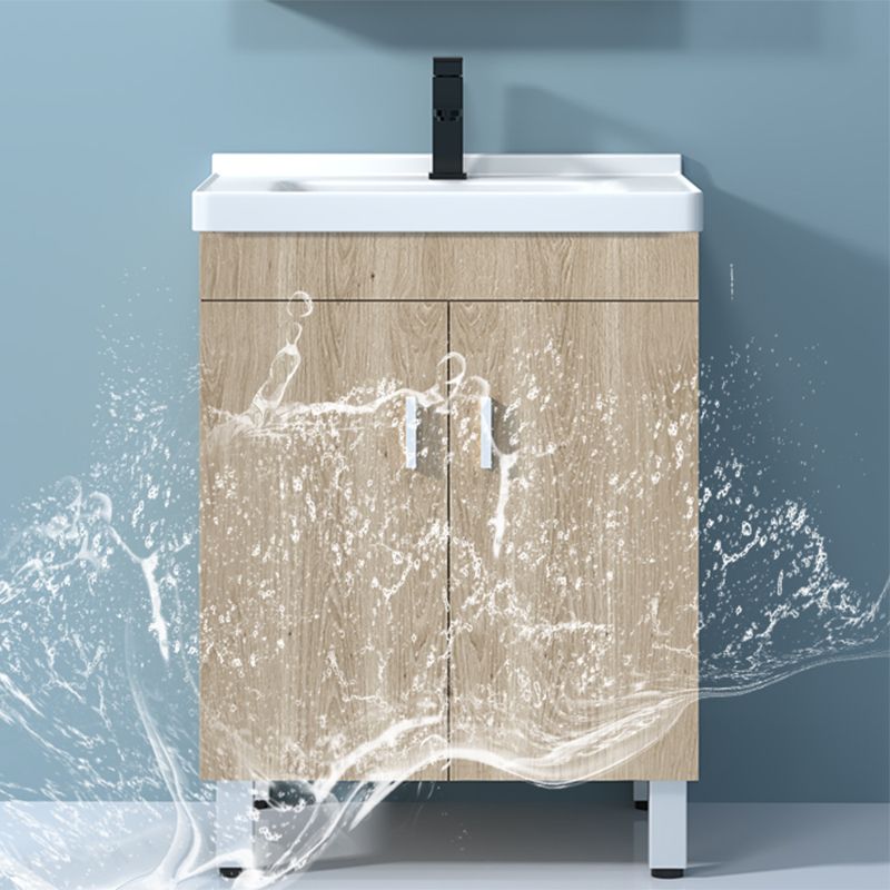 Mirror Vanity Wood Freestanding Rectangle 2 Doors Bathroom Vanity with Single Sink Clearhalo 'Bathroom Remodel & Bathroom Fixtures' 'Bathroom Vanities' 'bathroom_vanities' 'Home Improvement' 'home_improvement' 'home_improvement_bathroom_vanities' 1200x1200_d83c9f75-1794-4436-bac7-d892cdd11178