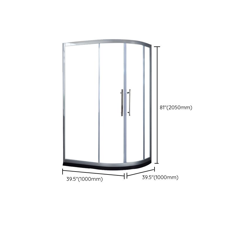 Double Sliding Shower Kit Rounded Shower Kit with Fixed Panel Clearhalo 'Bathroom Remodel & Bathroom Fixtures' 'Home Improvement' 'home_improvement' 'home_improvement_shower_stalls_enclosures' 'Shower Stalls & Enclosures' 'shower_stalls_enclosures' 'Showers & Bathtubs' 1200x1200_d85207eb-3cb4-4896-97d1-128e4d314757