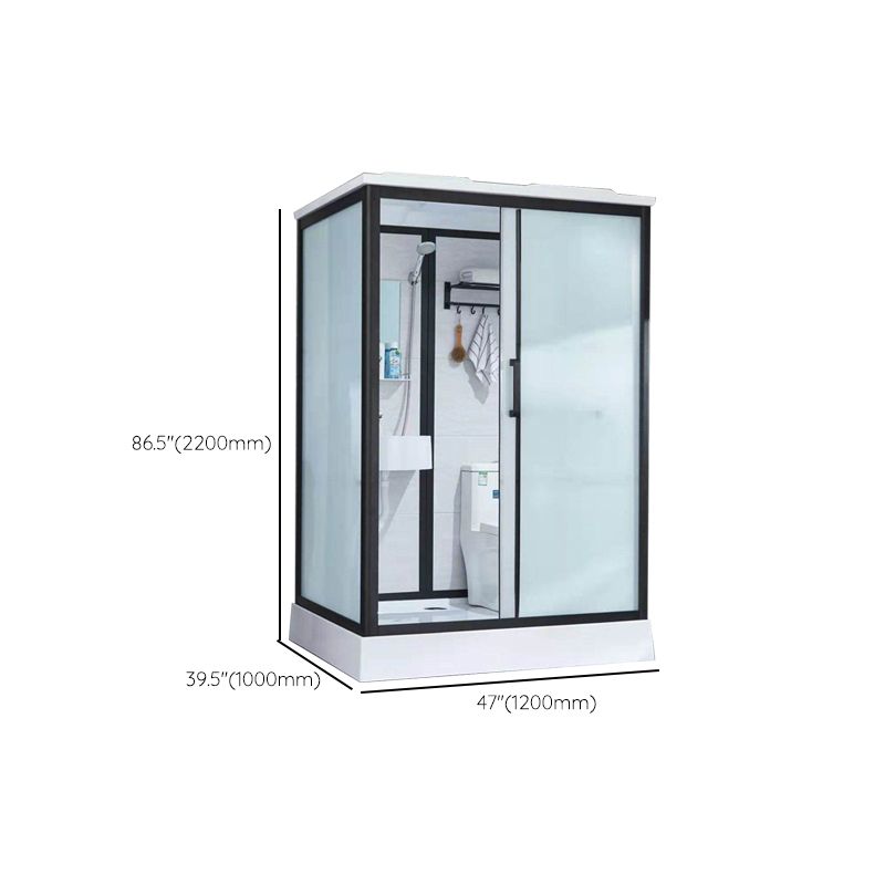 Framed Frosted Shower Kit Rectangle Matt Black Shower Stall with Base Included Clearhalo 'Bathroom Remodel & Bathroom Fixtures' 'Home Improvement' 'home_improvement' 'home_improvement_shower_stalls_enclosures' 'Shower Stalls & Enclosures' 'shower_stalls_enclosures' 'Showers & Bathtubs' 1200x1200_d860bd2a-201f-4a34-948a-7d5b811fcd4e