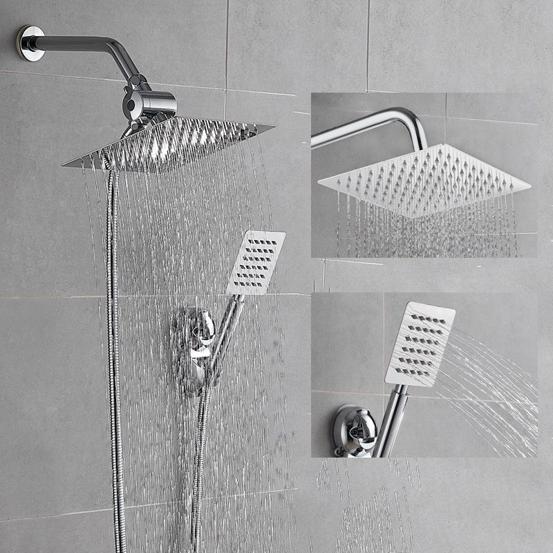 Silver Square Dual Shower Head Modern Water Filtration Wall-Mount Showerhead Clearhalo 'Bathroom Remodel & Bathroom Fixtures' 'Home Improvement' 'home_improvement' 'home_improvement_shower_heads' 'Shower Heads' 'shower_heads' 'Showers & Bathtubs Plumbing' 'Showers & Bathtubs' 1200x1200_d8637afa-deb8-4896-8f96-6276f2c0e9fb