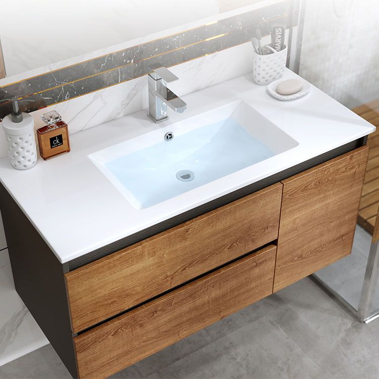 Shelving Included Vanity Set Wood 2 Drawers Freestanding Single Sink Vanity with Mirror Clearhalo 'Bathroom Remodel & Bathroom Fixtures' 'Bathroom Vanities' 'bathroom_vanities' 'Home Improvement' 'home_improvement' 'home_improvement_bathroom_vanities' 1200x1200_d87492f6-5c29-4aa5-9495-4e4abfee3453