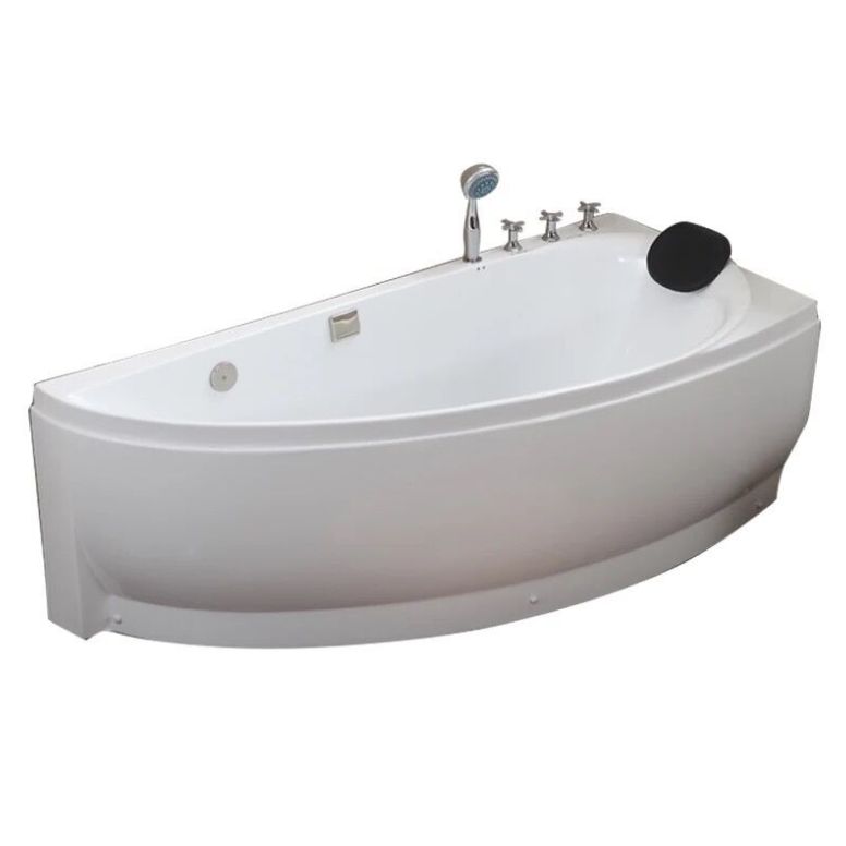 Acrylic Corner Bathtub Soaking White Modern Back to Wall Bath Clearhalo 'Bathroom Remodel & Bathroom Fixtures' 'Bathtubs' 'Home Improvement' 'home_improvement' 'home_improvement_bathtubs' 'Showers & Bathtubs' 1200x1200_d8bc6014-cfdb-4c22-94ce-008b3955e065