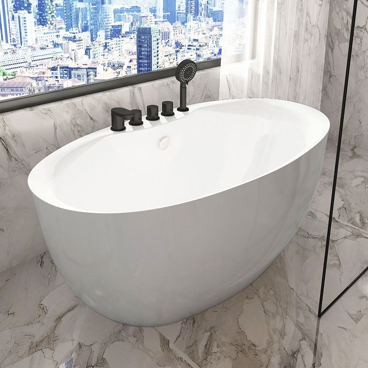 Antique Finish Soaking Bathtub Back to Wall Modern Oval Bath Tub Clearhalo 'Bathroom Remodel & Bathroom Fixtures' 'Bathtubs' 'Home Improvement' 'home_improvement' 'home_improvement_bathtubs' 'Showers & Bathtubs' 1200x1200_d8c0ce1f-71c8-4ad5-bc00-88a55f37689a