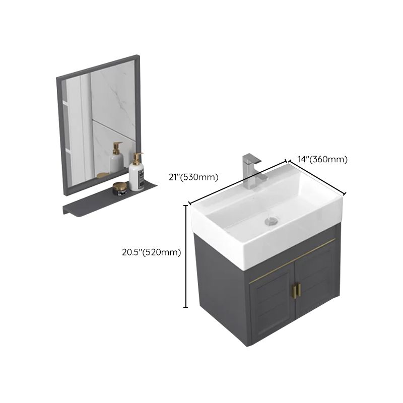 Modern Single Bath Vanity Wall Mount Ceramic Top Bathroom Vanity Clearhalo 'Bathroom Remodel & Bathroom Fixtures' 'Bathroom Vanities' 'bathroom_vanities' 'Home Improvement' 'home_improvement' 'home_improvement_bathroom_vanities' 1200x1200_d8dede3e-81e9-414b-beaf-a9f0b49c1059