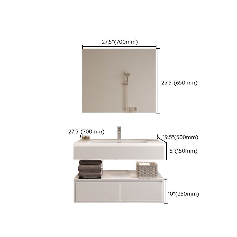 Mirror Included Wall Mount Sink Vanity with Faucet Sink for Bathroom
