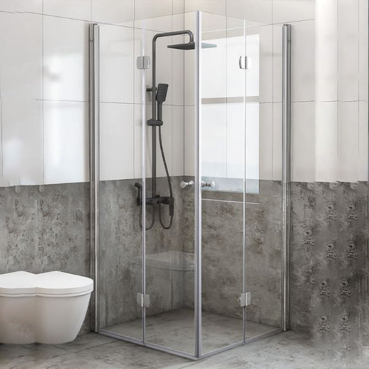 Semi Frameless Tempered Glass Shower Enclosure Folding Shower Screen Clearhalo 'Bathroom Remodel & Bathroom Fixtures' 'Home Improvement' 'home_improvement' 'home_improvement_shower_stalls_enclosures' 'Shower Stalls & Enclosures' 'shower_stalls_enclosures' 'Showers & Bathtubs' 1200x1200_d8edf162-862f-43cc-9e54-4e24a479a3bb