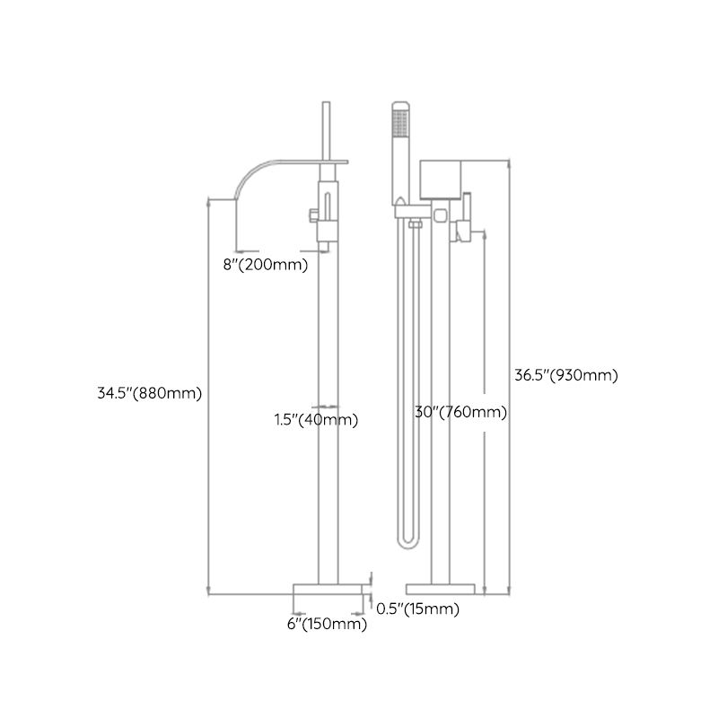 Traditional Floor Mounted Metal Freestanding Tub Filler Swivel Tub Filler Trim Clearhalo 'Bathroom Remodel & Bathroom Fixtures' 'Bathtub Faucets' 'bathtub_faucets' 'Home Improvement' 'home_improvement' 'home_improvement_bathtub_faucets' 1200x1200_d90f4ade-6a01-4274-9ab7-2e25a5aed92a