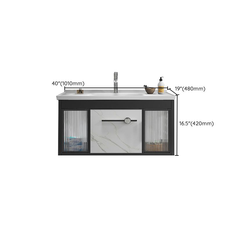 Single Sink Metal Frame Vanity Modern Black Wall Mount Rectangular Vanity Set Clearhalo 'Bathroom Remodel & Bathroom Fixtures' 'Bathroom Vanities' 'bathroom_vanities' 'Home Improvement' 'home_improvement' 'home_improvement_bathroom_vanities' 1200x1200_d90f8732-a3f4-404d-b2bf-aea56d4c5f71