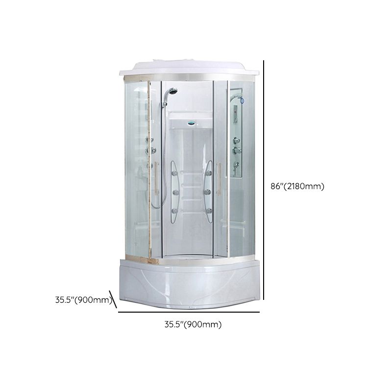 White Rounded Shower Enclosure Tempered Glass Shower Stall with Light Clearhalo 'Bathroom Remodel & Bathroom Fixtures' 'Home Improvement' 'home_improvement' 'home_improvement_shower_stalls_enclosures' 'Shower Stalls & Enclosures' 'shower_stalls_enclosures' 'Showers & Bathtubs' 1200x1200_d91069cb-d26d-4864-9561-e226acd42f31